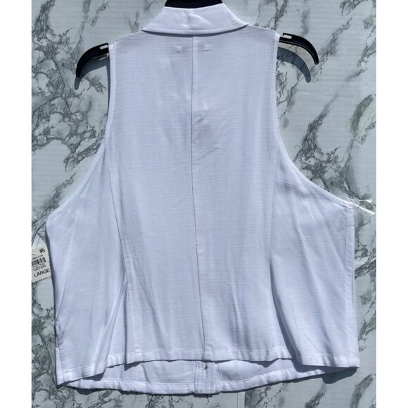 Bar III Womens White Sleeveless Button-Down Collared Top Size L Lightweight - Picture 3 of 10